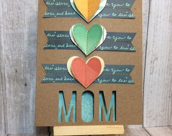 Unique stitched hearts Mother's Day card.