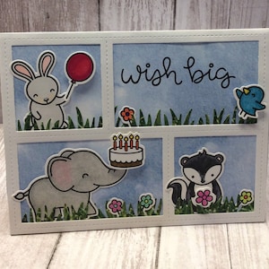 Bonita tarjeta de cumpleaños con temática de animales con tarjeta de regalo emergente/cheque/portadineros para una solución de regalo única.