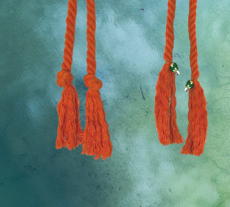 Fun rope belts in orange or green will make your outfits pop. Orange and Green rope belts are perfect Fall 2023 accessories image 3