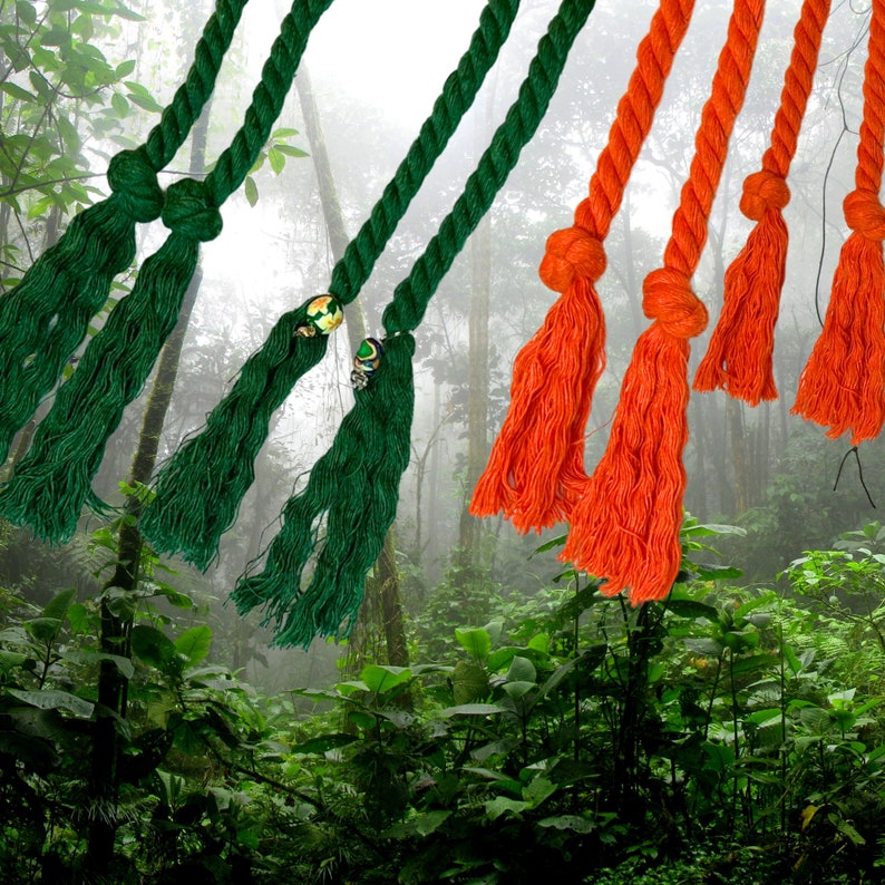 Green and Orange Rope belts with jungle background