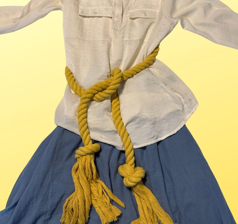 Service Dress Ropes Handmade Yellow Cotton Rope Belt | Boho Statement Belt | Rope Tassel ...
