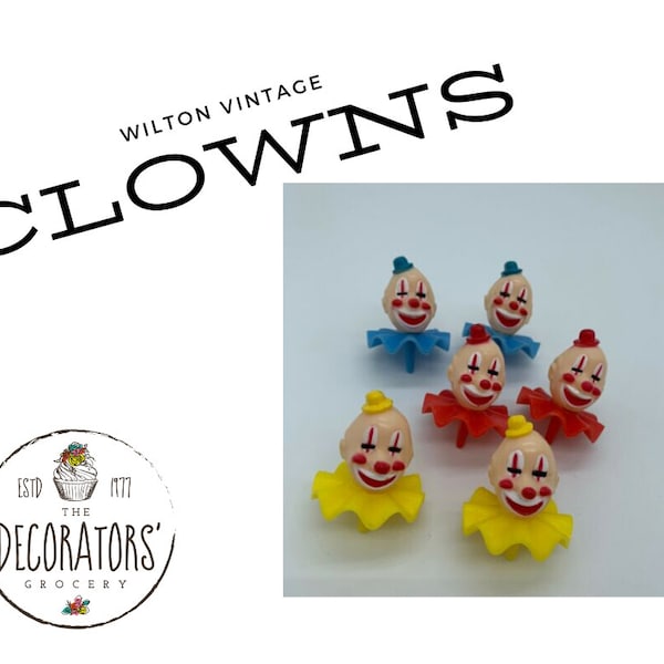 vintage Wilton Clown Head Cupcake Picks- Nouveau dans l’emballage