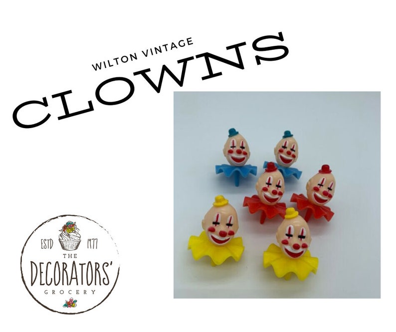 Vintage Wilton Clown Head Cupcake Picks New in Package image 1