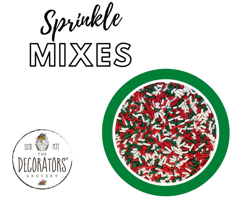 Jingle Sprinkle Mix- Jimmies- Red White Green- Decorettes - Etsy