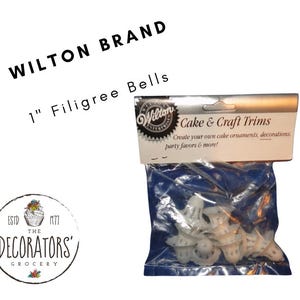 12 Vintage Filigree Bells for Wedding, Crafts or Cake Decorations; White Cake Topper Bells Set; Wilton Cakes