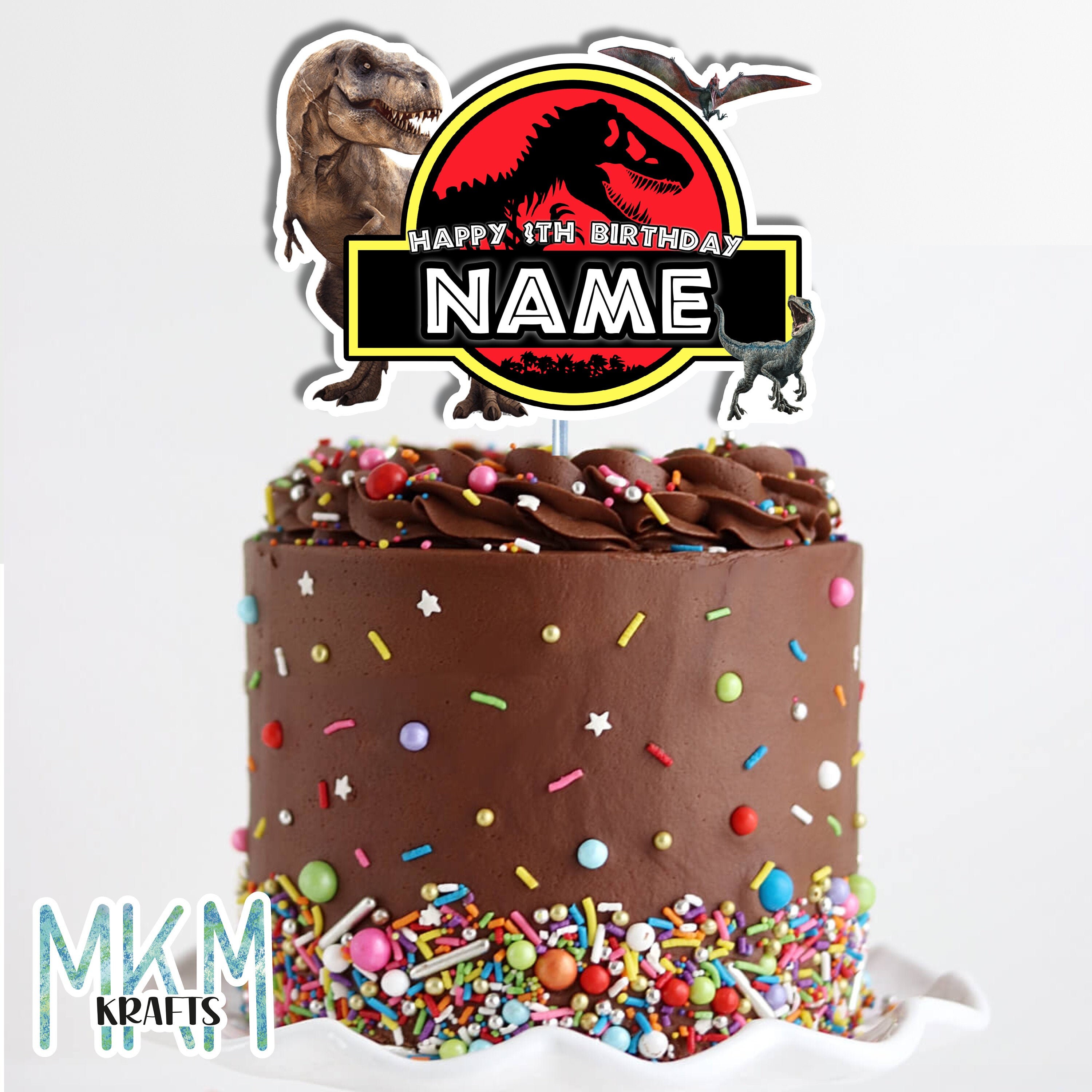 Jurassic park cake topper *custom any name and age* Birthday party * …