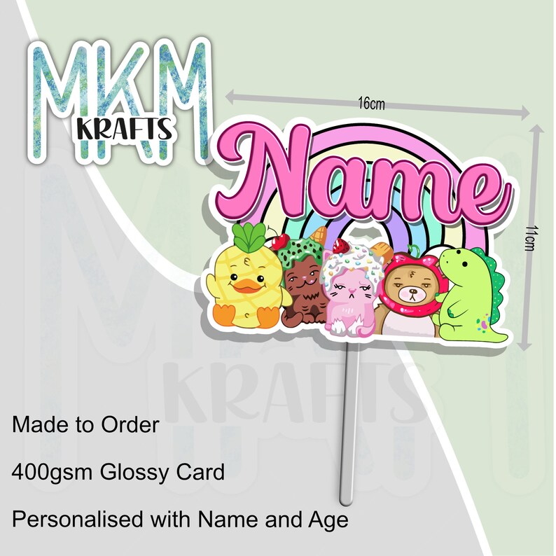 Moriah Elizabeth Cake Topper any Name Birthday Party Card Etsy Hong Kong