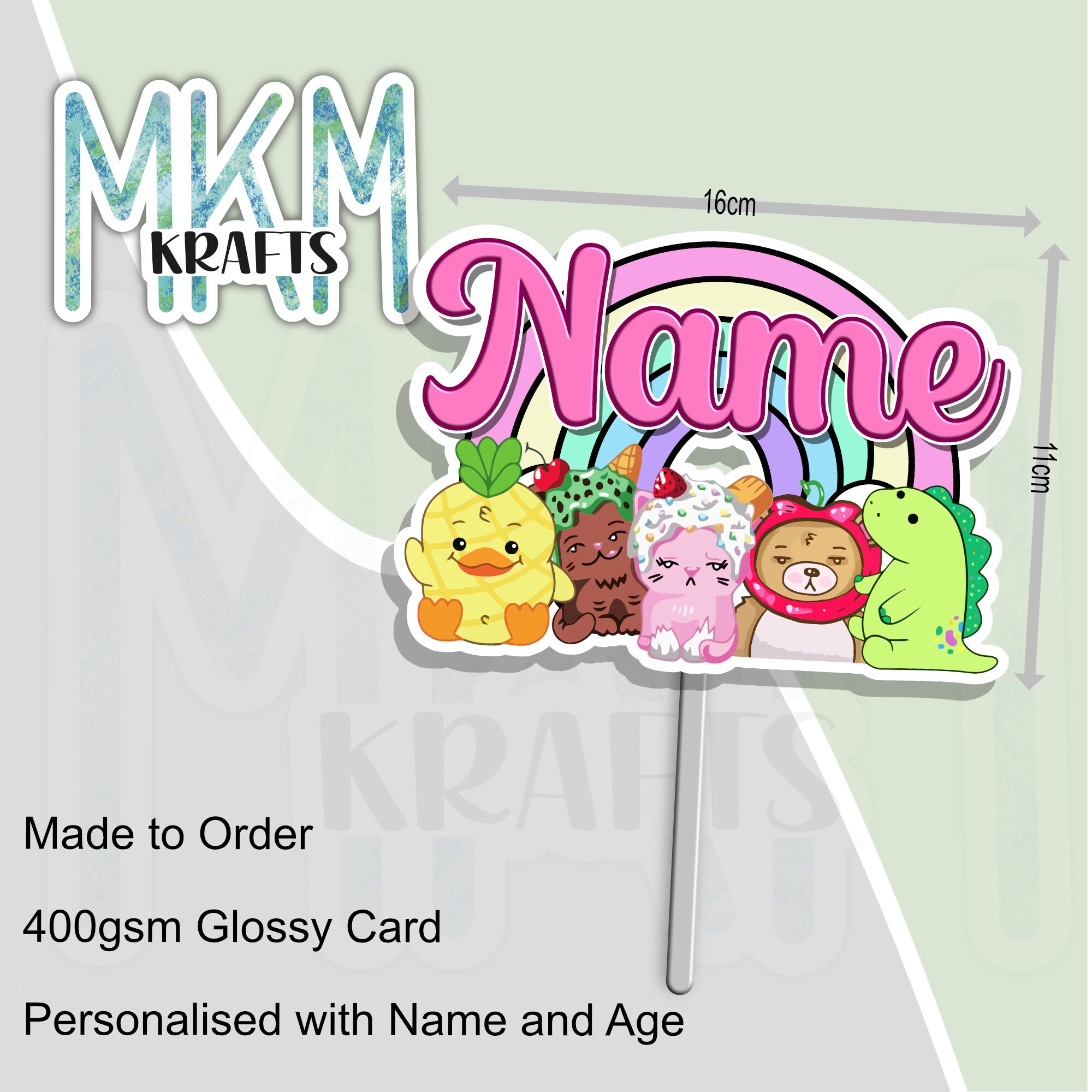 Moriah Elizabeth Cake Topper any Name Birthday Party Card Etsy