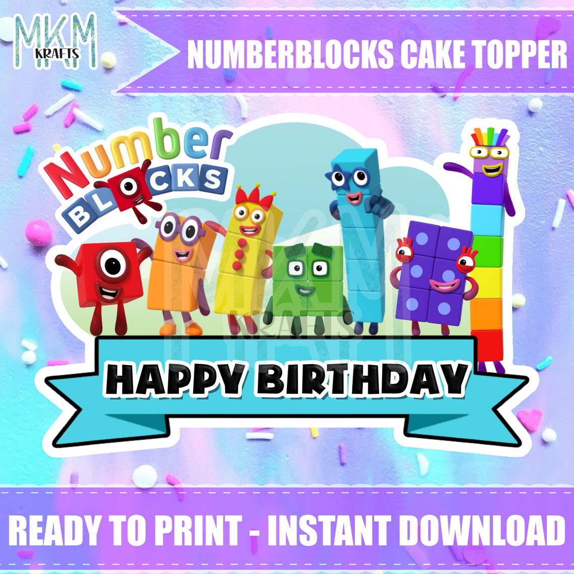The Numberblocks Inspired Cake Topper Digital Design Etsy Ireland