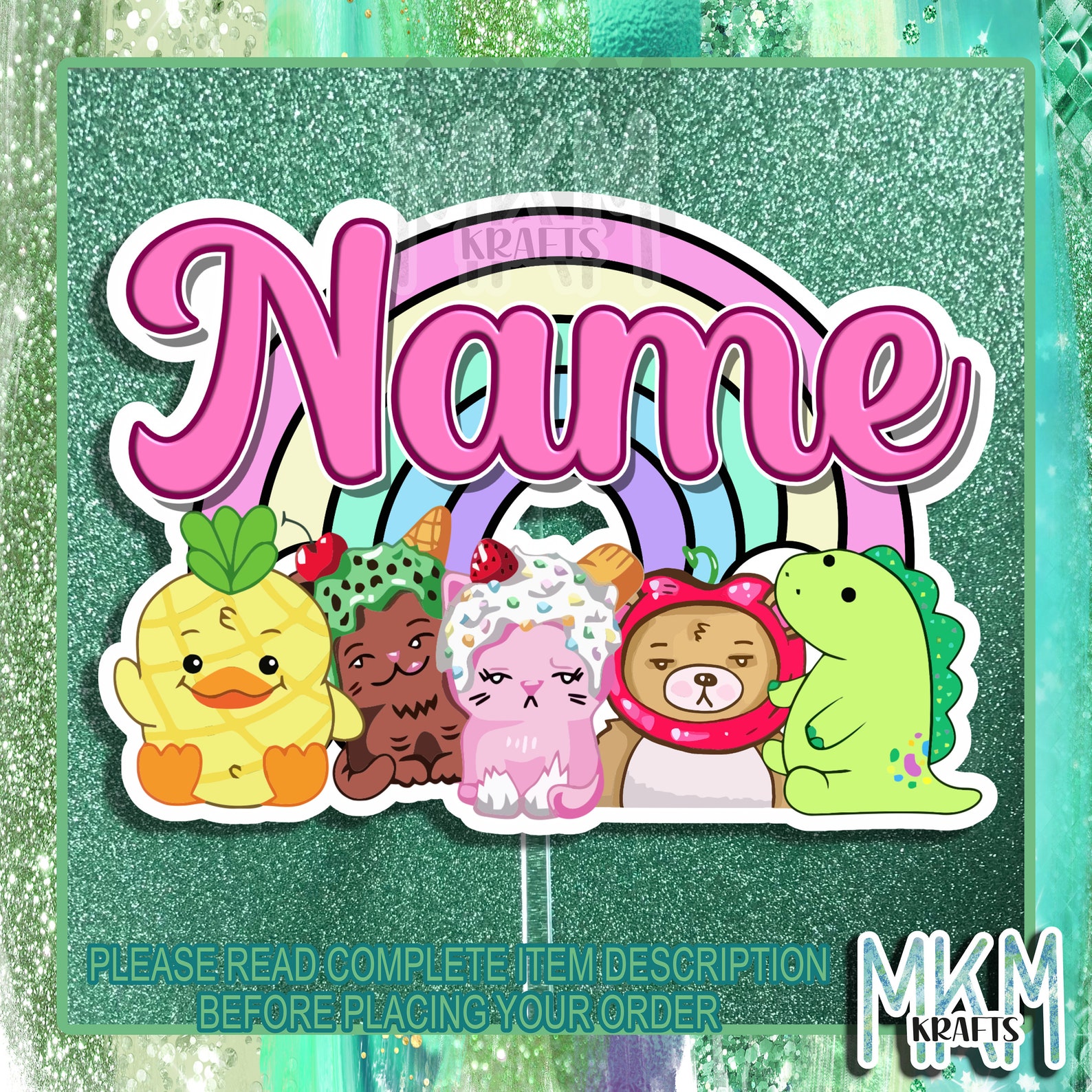 Moriah Elizabeth Cake Topper any Name Birthday Party Card Etsy