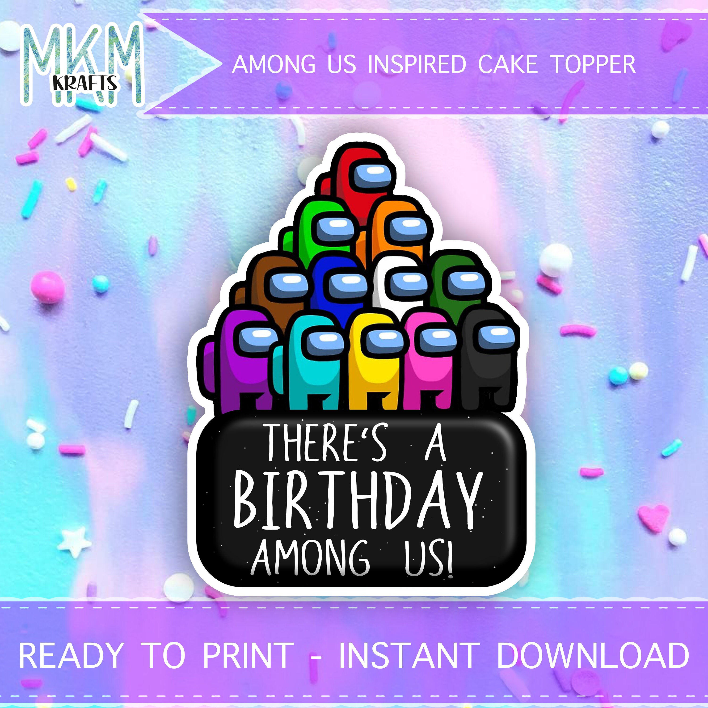 Among Us Cake Topper Digital Design Birthday Party - Etsy Finland