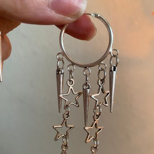 Stars & Spikes Silver Punk Earrings