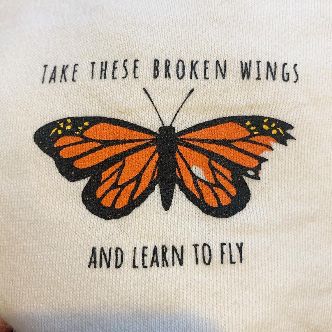 Take these broken wings and learn to fly cropped t shirt etsy
