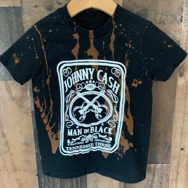 Size 3T - Johnny Cash Shirt - kids rock n roll - kids band tee - distressed - toddler band shirt - grunge - reworked