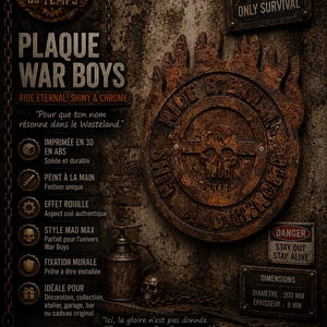 May include: A circular wall plaque featuring a skull and flame design with the text RIDE ETERNAL, SHINY & CHROME. The plaque has a rusted metal appearance and includes a small skull figurine and oil can. Dimensions are 200 mm by 8 mm.