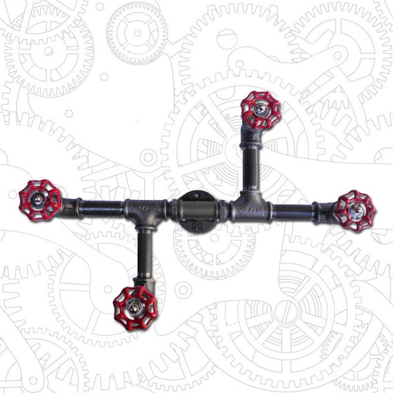 Cast Iron Coat Rack Has 4 Red Valves Steampunk Industrial Etsy UK