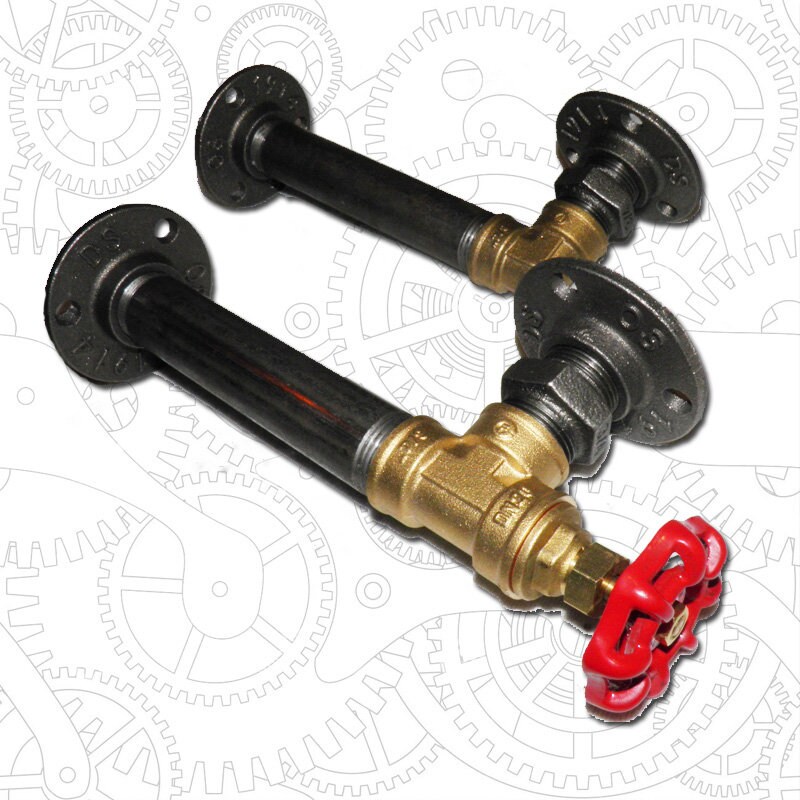 Paires d'équerres Style Industriel Steampunk avec Vanne