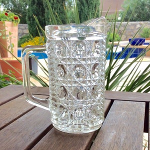 Federal Glass Windsor Clear Button and Cane Design Glass Pitcher,Federal Glass,Clear Windsor,Button and Cane,Clear Button & Cane Pitcher
