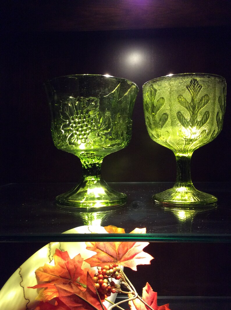 Vintage glass pedestal vases FTD Etsy