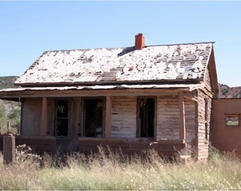 Desolate Beauty: Abandoned House Photography - Vintage Home Decor, Rural Wall Art, Haunting Landscape  New Mexico Desert Photo, Wall Art.