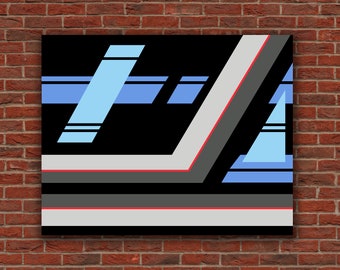 F1 Blue Black Graphic on Metal Artwork - Formula 1 Inspired Print, Blue Black Graphic on Metal, Metal Art Piece, Wall Art, Living Room Art.