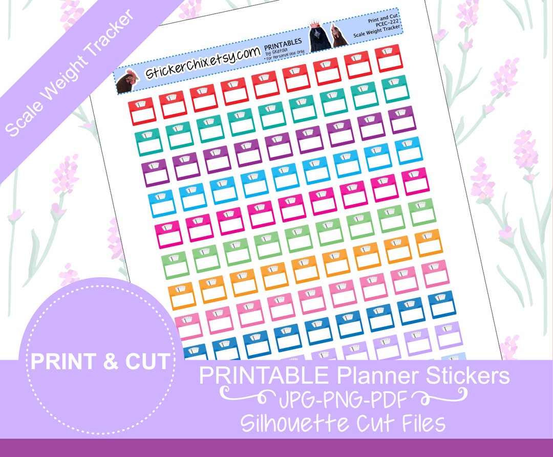 Printable Planner Stickers, Scale Weight Tracker for Planner Download Printable - Etsy