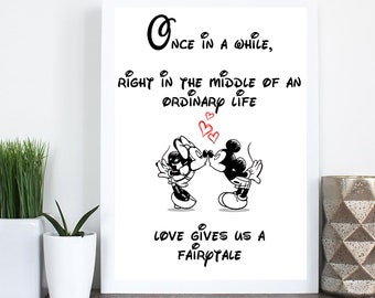 Couples Love Print: Mickey Mouse Fairytale - Home Decor (A4 & A3)