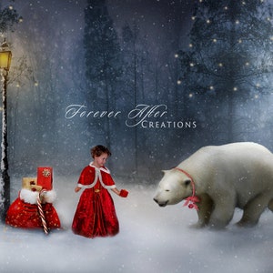 Christmas Polar Bear Digital Backdrop