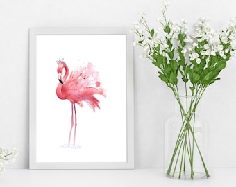 Watercolor Flamingo Print | Dreamy Pink Wall Art (A4 & A3) Home Decor