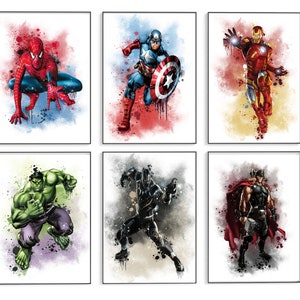 Superhero Splash Artwork Prints | Super Hero Characters | Bedroom wall prints | Artwork Collection