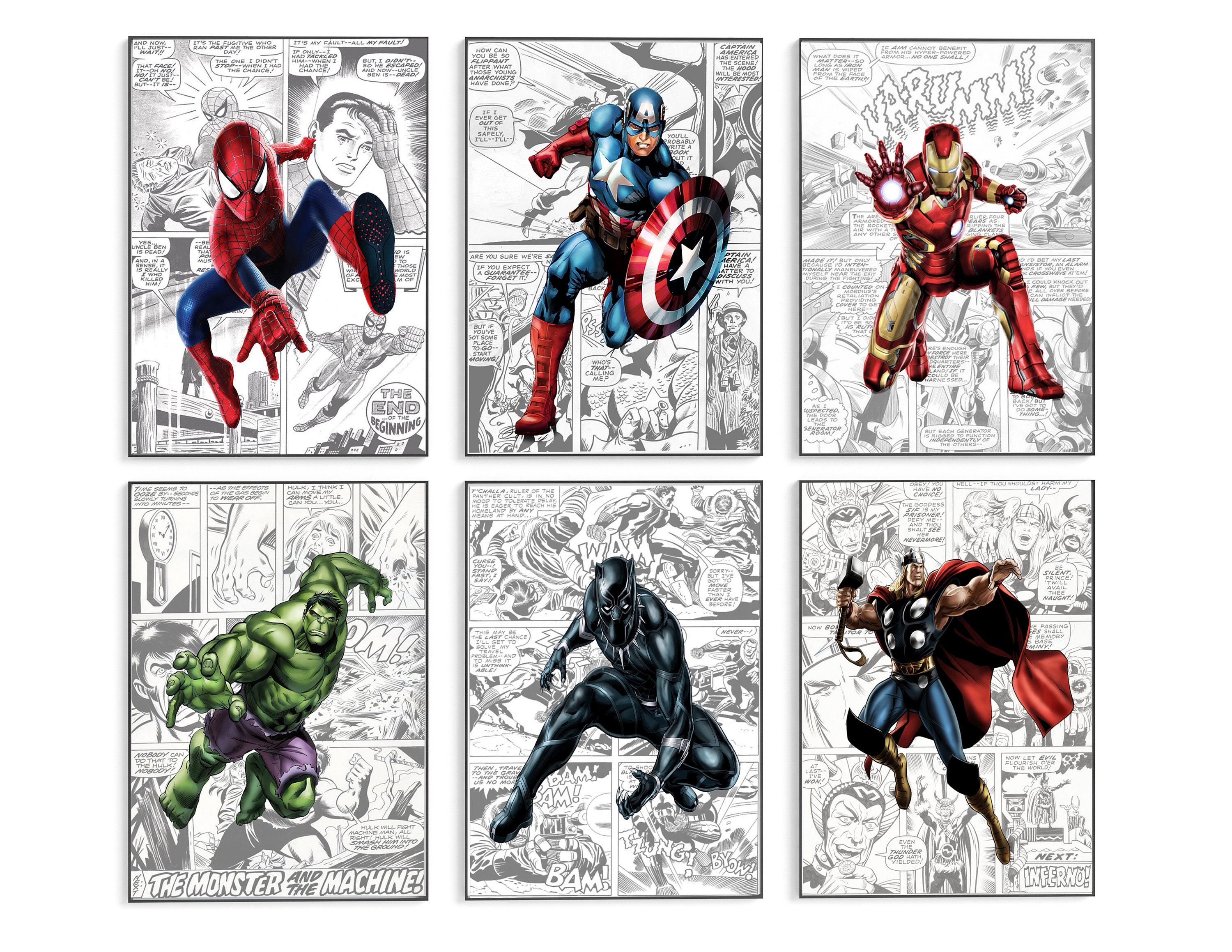 Marvel Avengers Comic Strip Prints Bedroom Prints Fan Art Etsy