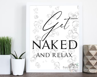 Impresión con frase "Desnúdate en el baño" / Decoración del hogar A4/A3