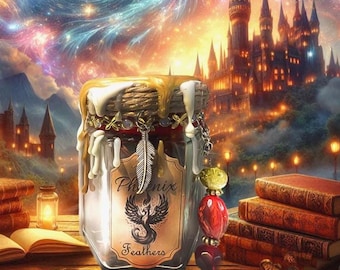 Phoenix Feathers in a potion bottle | Apothecary Jar