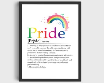 Pride Definition Print: Rainbow Watercolor LGBT Art
