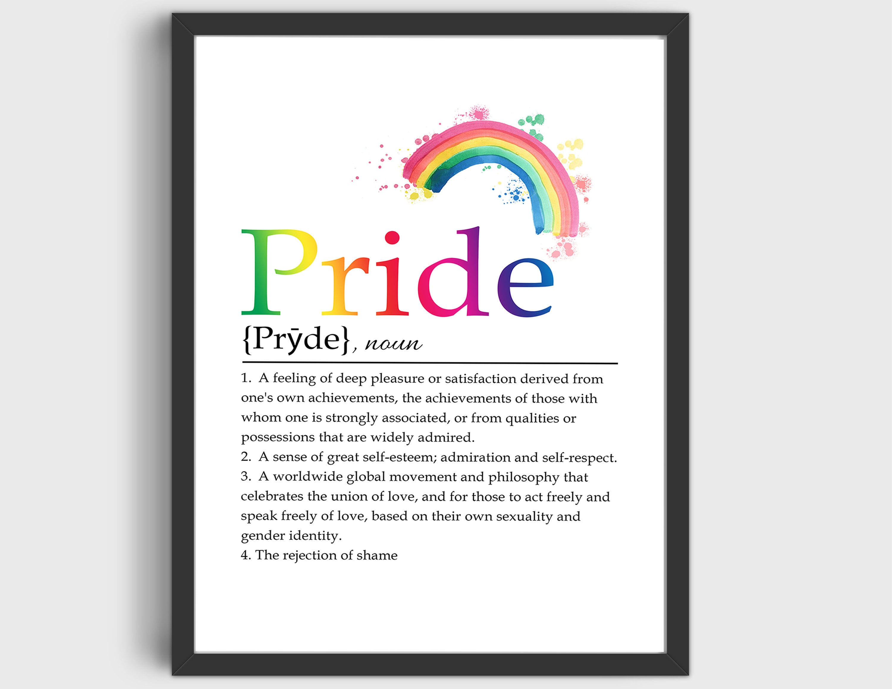 Pride Print Pride Definition Print Rainbow Print LGBT Etsy UK