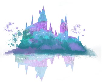 Magical Castle Watercolor Print: Whimsical Home Decor