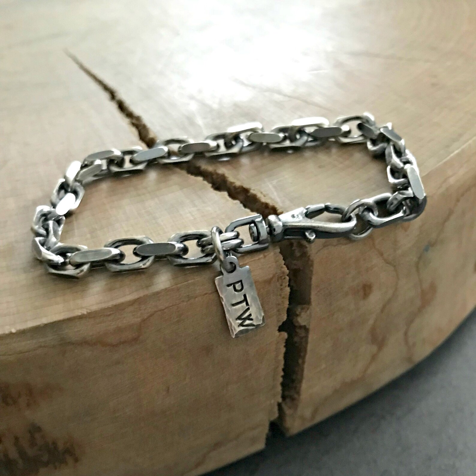 Men's Personalized Bracelet Heavy Sterling Silver Chain Etsy