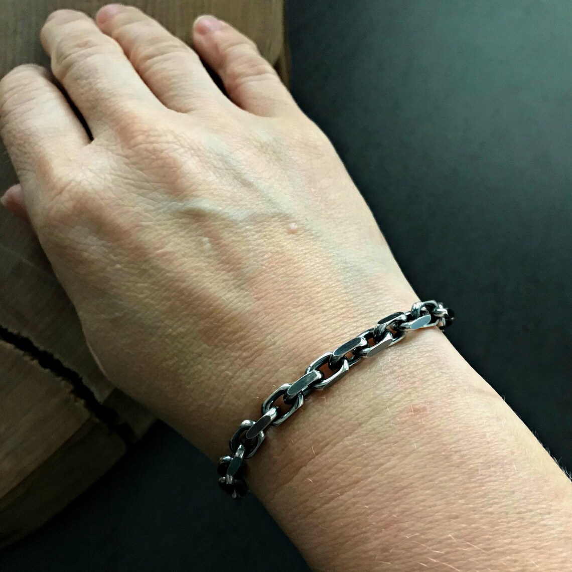 Men's Personalized Bracelet, Heavy Sterling Silver Chain Bracelet