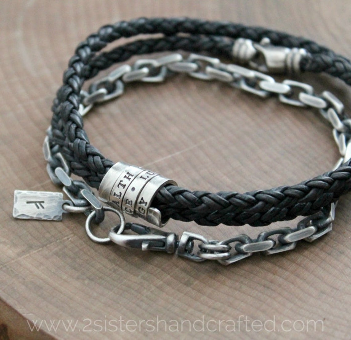 Men's Personalized Bracelet Heavy Sterling Silver Chain Etsy