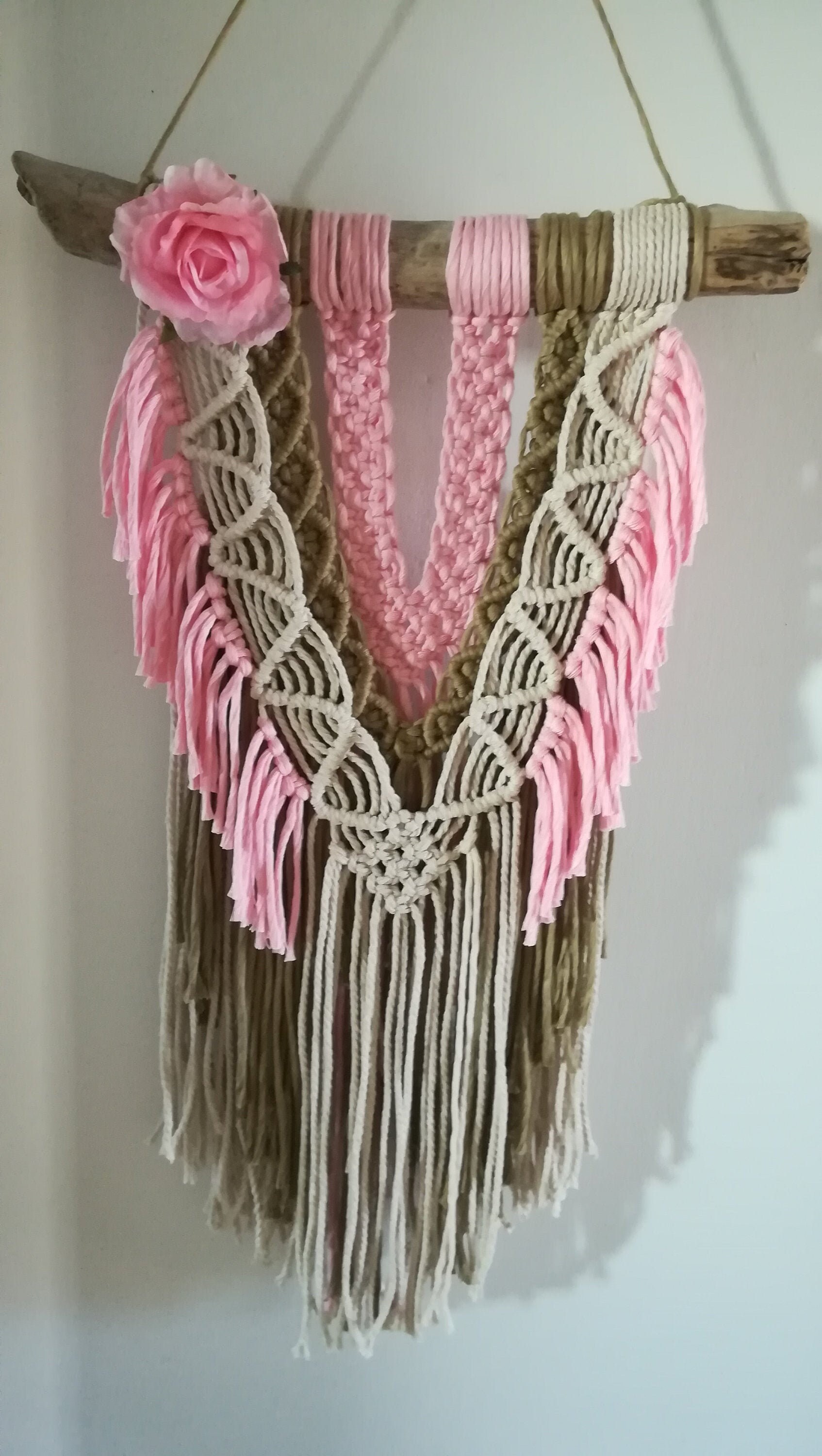 Suspension Bois Flotté Macramé Modèle Rosy
