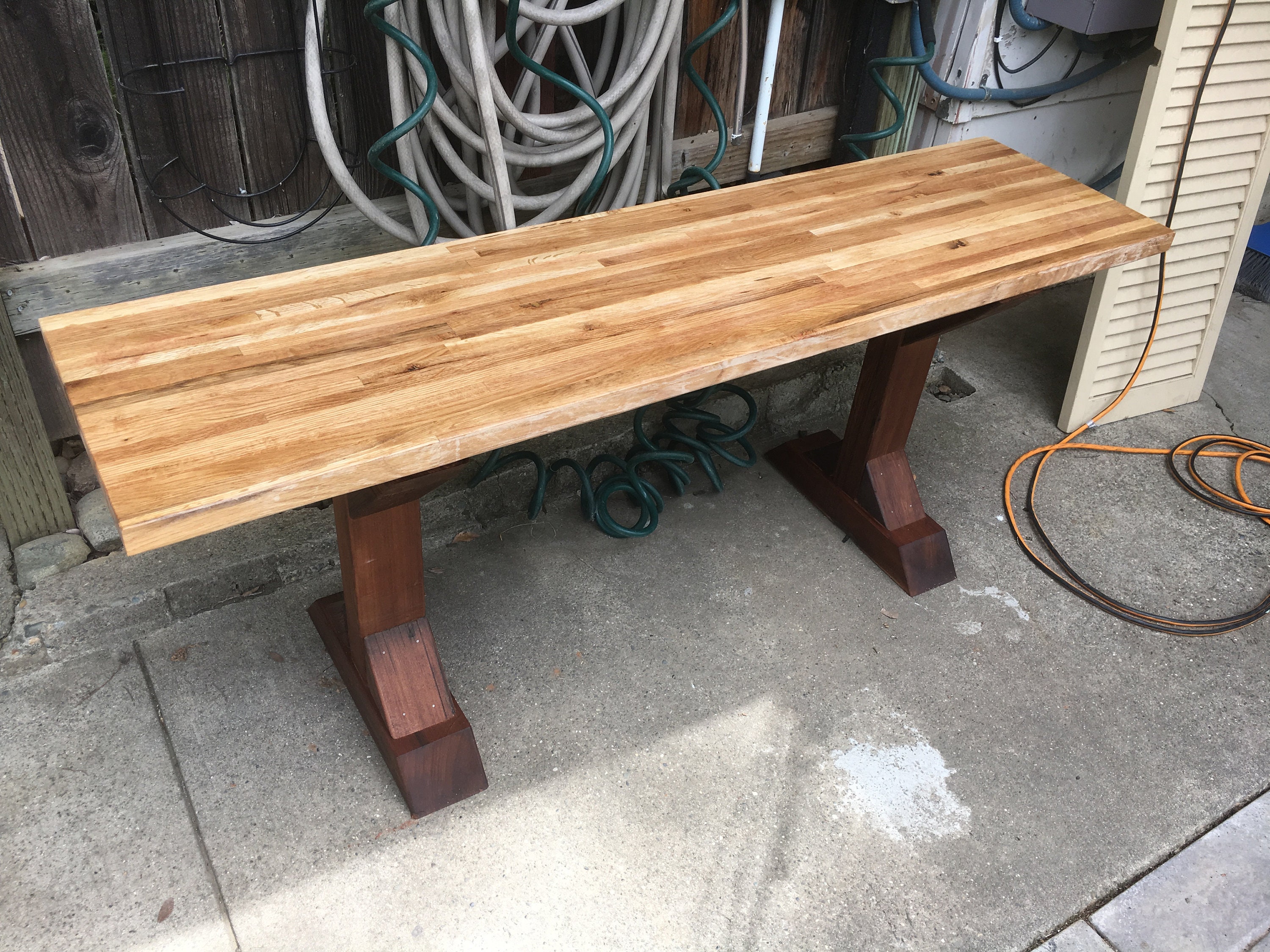 Hardwood Bench With Reclaimed Cedar Legs Etsy
