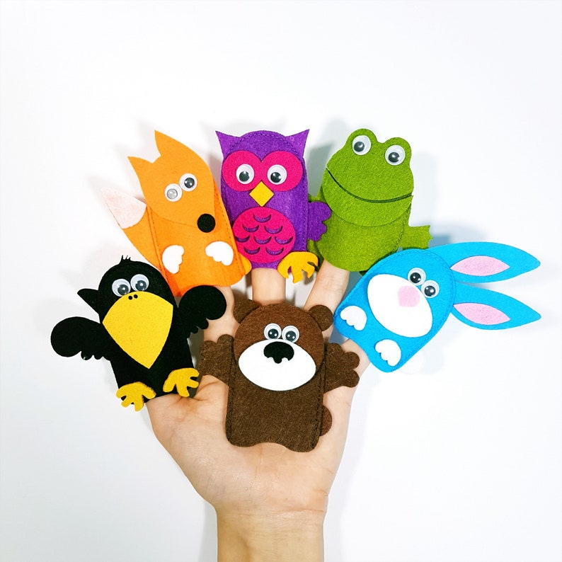 Finger Puppets Forest Felt Animals Montessori Toys Waldorf Toy Etsy