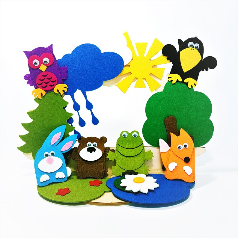 Finger Puppets Forest Felt Animals Montessori Toys Waldorf Toy Etsy