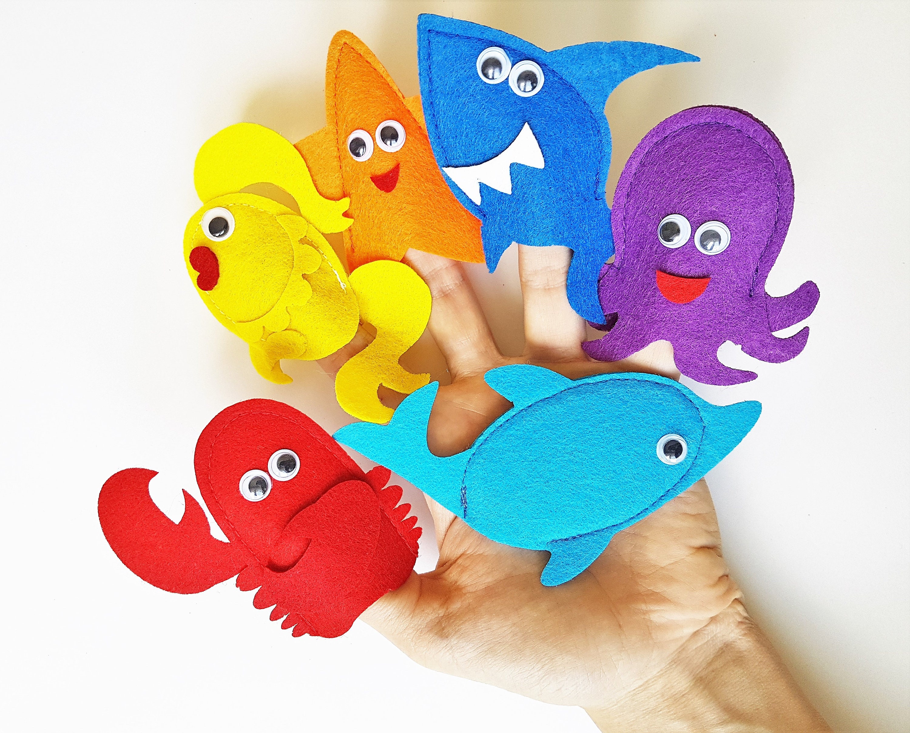 Sea animals Felt finger puppets Marine animal toys