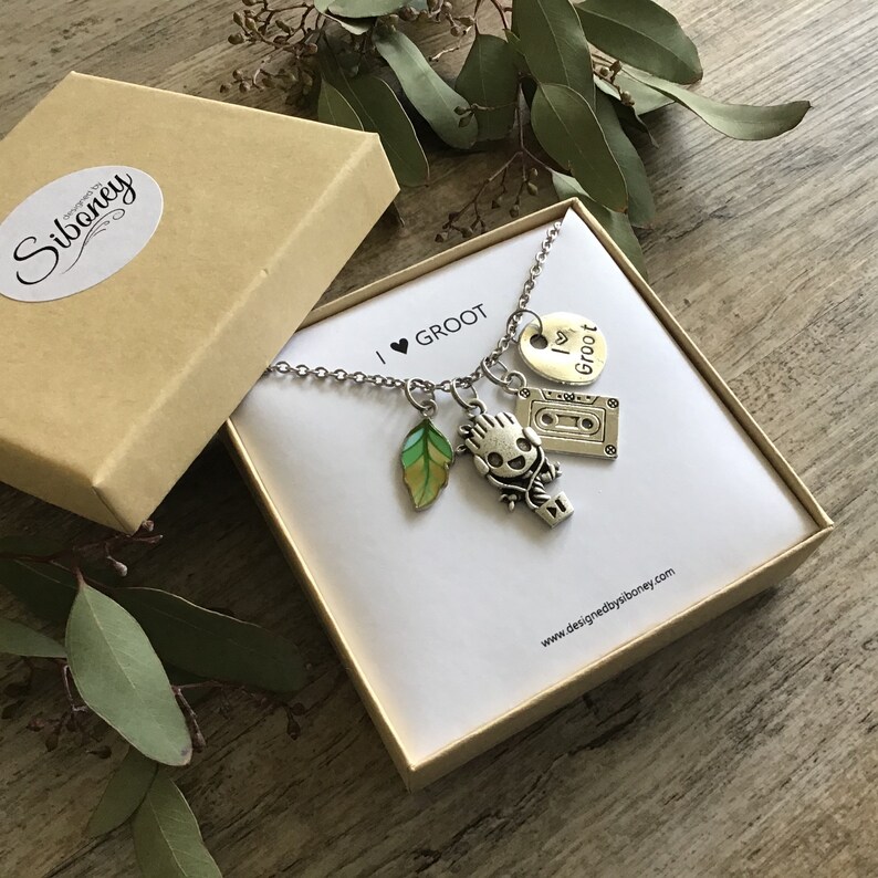 Marvel Movie Necklace for Women Guardians of the Galaxy Jewelry I Heart Baby Groot Necklace I am Groot