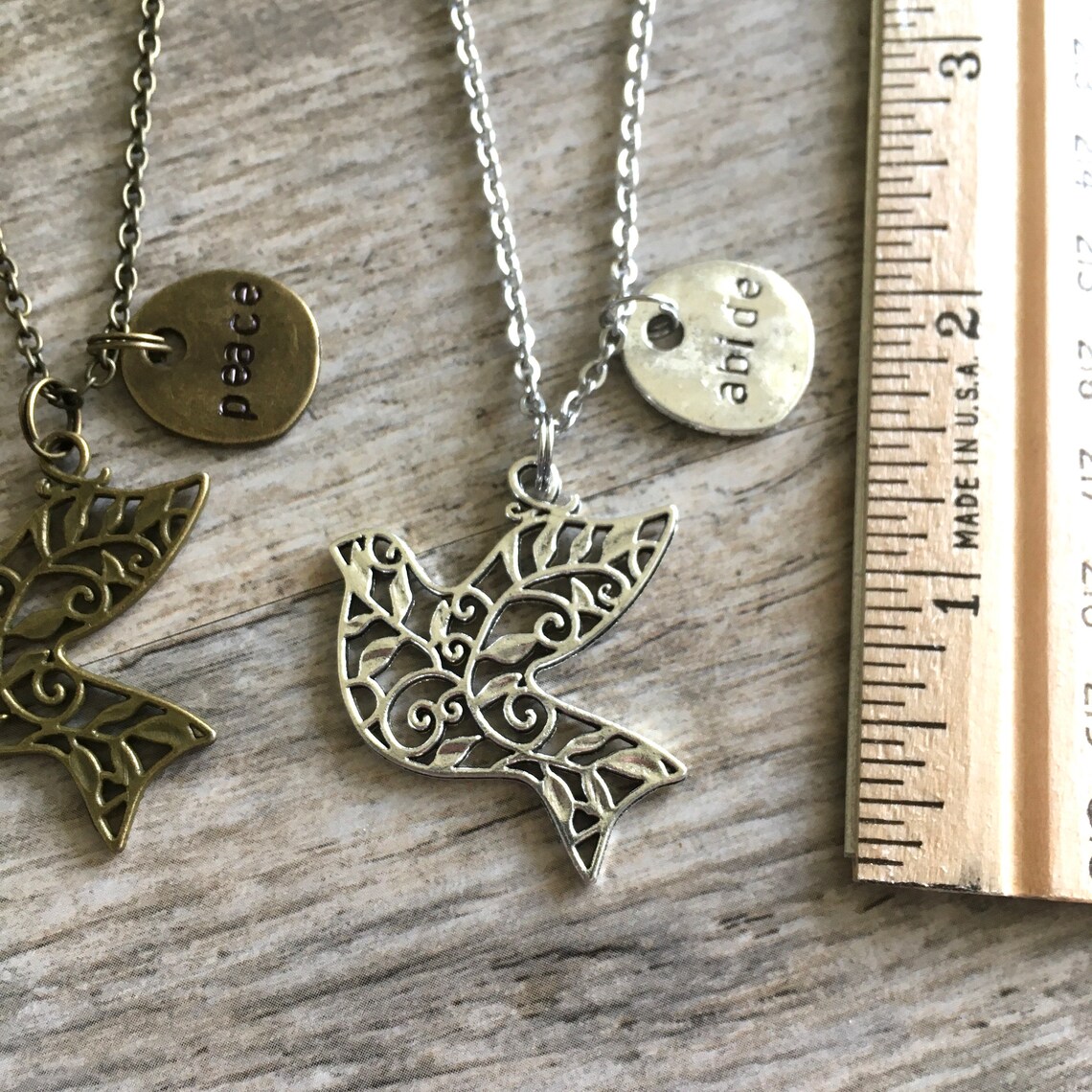 Personalized Dove Necklace Silver or Bronze Bird Jewelry Etsy