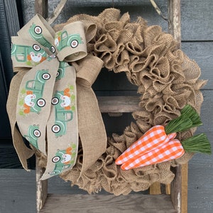 Burlap wreath for front door, Spring wreath for front door, Carrot wreath, Easter wreath, Farmhouse wreath, Wreath for porch, Easter