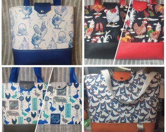 Fourre-tout de tous les jours, dessous en cuir végétalien, tige tissée 100 % coton