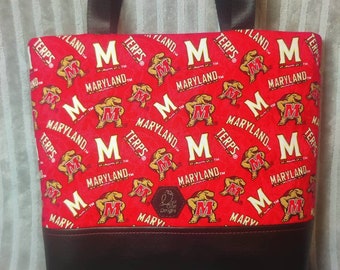 Sac fourre-tout de luxe Maryland Terps, fond en cuir végétalien