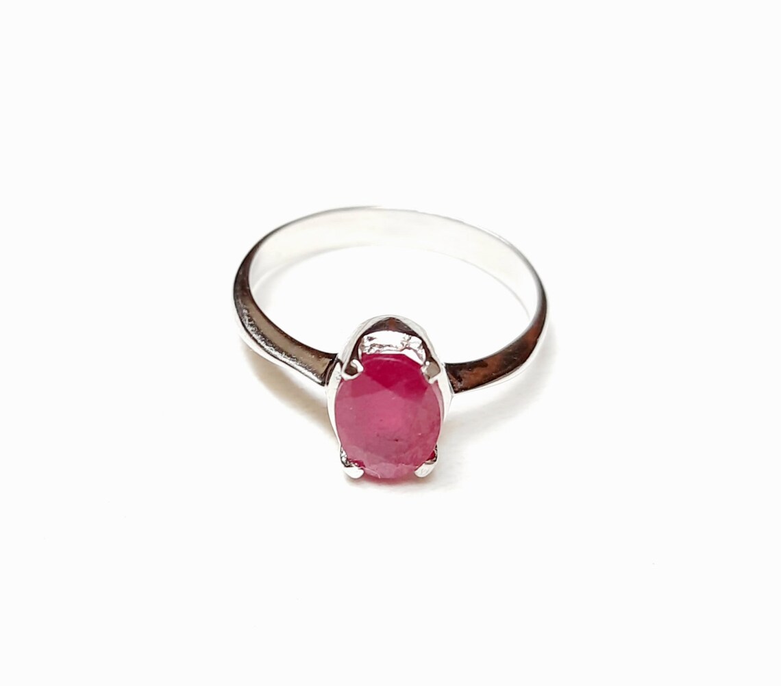 Natural Ruby Ring White Gold/ Natural Ruby AAAGemstone | Etsy